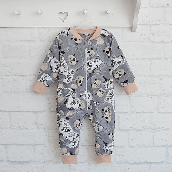 Ромпер-реглан унисекс Blanka Медвежонок р.98 серый 110173 
