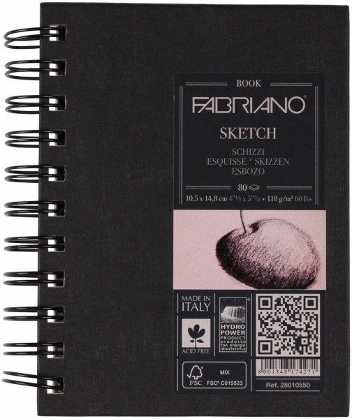 Блокнот для эскизов на спирали A6 105*148 см 110г/м² 80 листов Fabriano