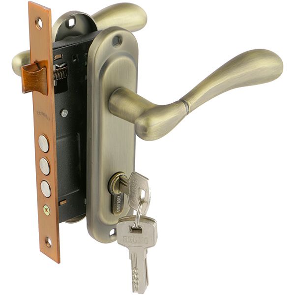 Замок врізний з ручками  RDA ImolaW PZ 62 мм матова антична латунь/
