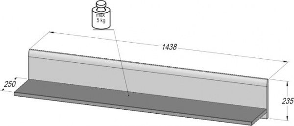 Полка P82 TIZIANO TZB01 1440x250 мм бежевый глянец 