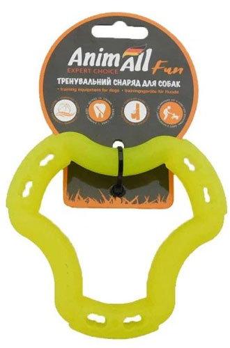 Іграшка AnimAll для собак кільце 6 сторін 12см жовте 88201