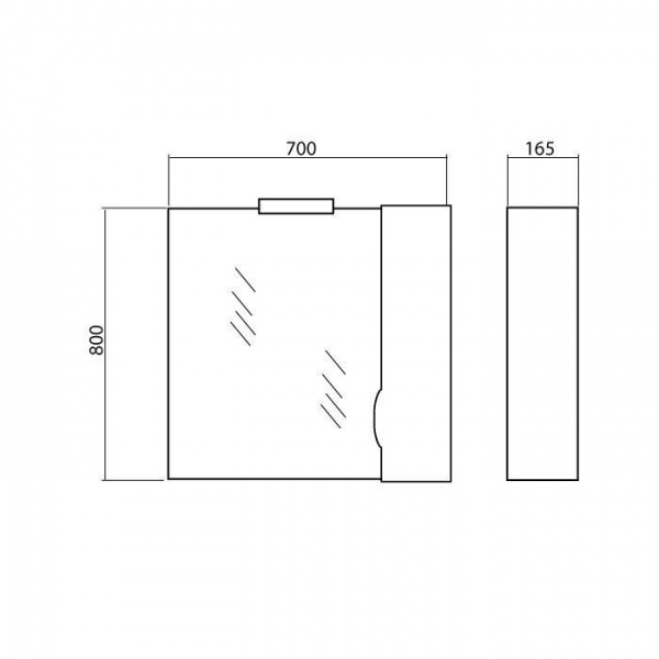 Зеркало со шкафчиком Aqua Rodos Родорс 70 с пеналом справа (без подсветки) АР000001176