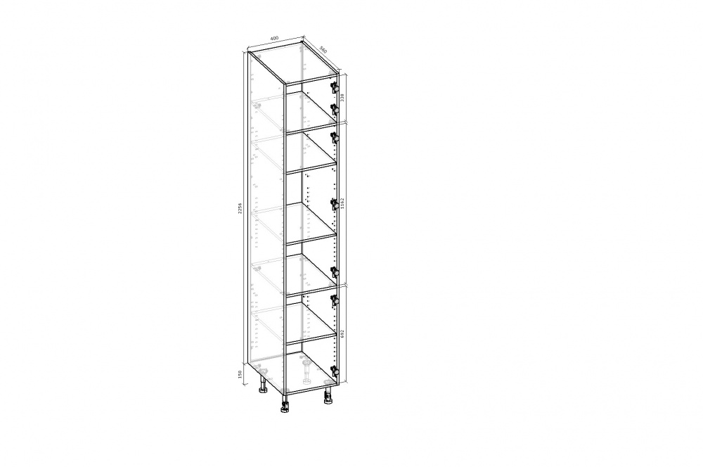 Шафа-пенал Грейд /двері 1174/Оптимум 400x2406x560 мм сірий графіт