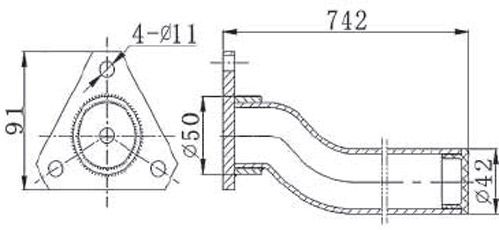 Труба крепления крыла изогнутая для грузовых полуприцепов ВЛ-1101211120