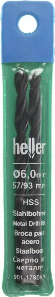 Сверло по металлу Heller HSS 6x93 мм 2 шт. 17804