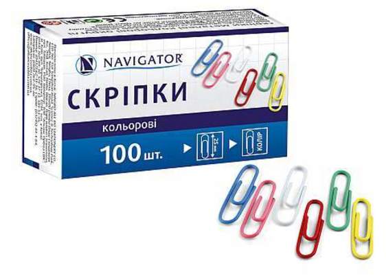 Скріпки 25 мм 100 шт. кольорові 75331-NV Navigator