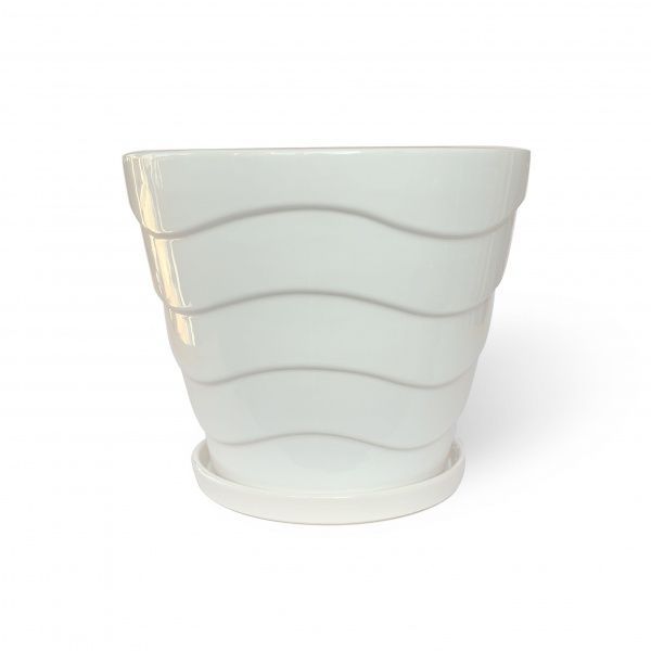 Горшок керамический Резон Конус с волнами овальный 7,2л белый 