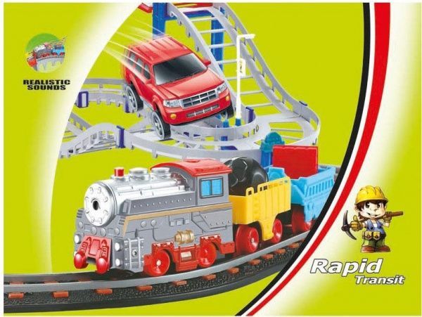 Залізниця LiXin з потягом та машинкою 74х60 см 9910