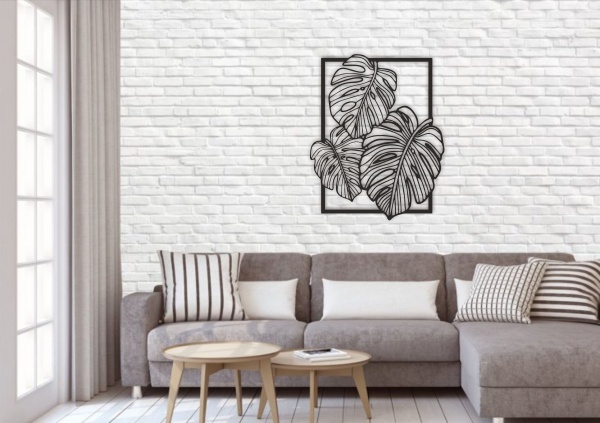 Панно STEEL CHARACTER Монстера 53x43 см черный 