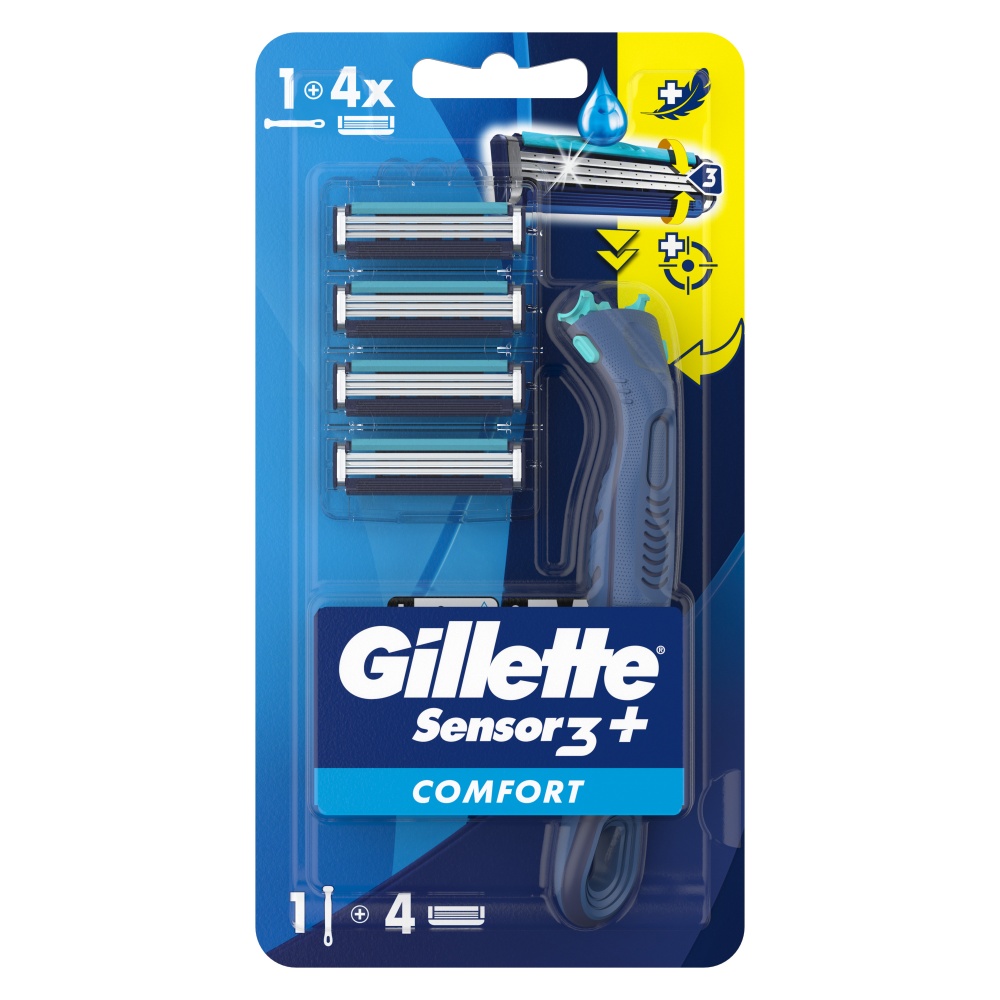 Станок для бритья GILLETTE Sensor 3+ с 4 сменными картриджами