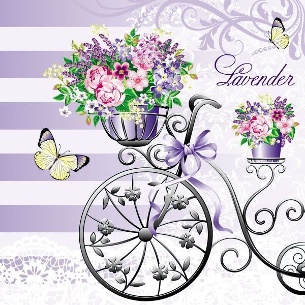 Серветки столові Luxy Лавандова композиція 33х33 см білі 20 шт.