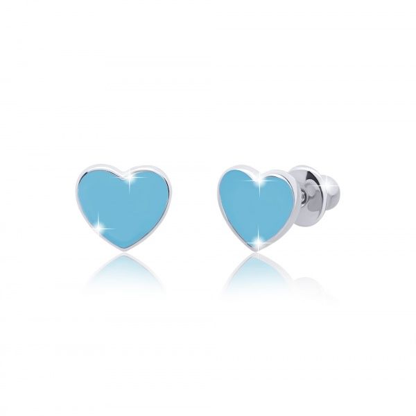 Серьги-пусеты UMa&UMi Сердце голубое