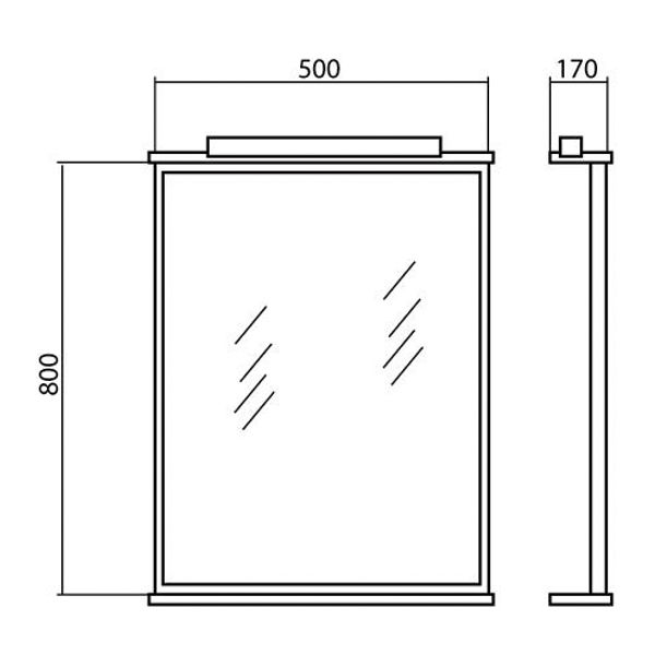 Дзеркало Aqua Rodos Decor 50 біле з підсвічуванням та полицею 