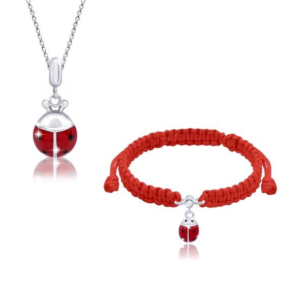 Серьги-пусеты UMa&UMi Божья коровка красная