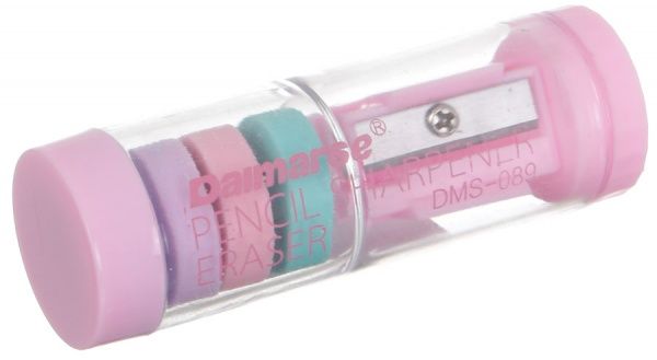 Набор ластиков с точилкой розовый