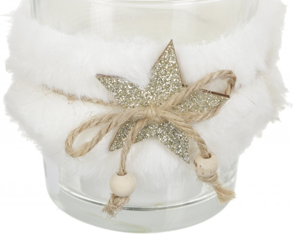 Подсвечник с искусственным мехом 73х73х80 мм