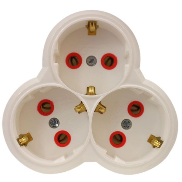 Тройник Mutlusan с заземлением белый