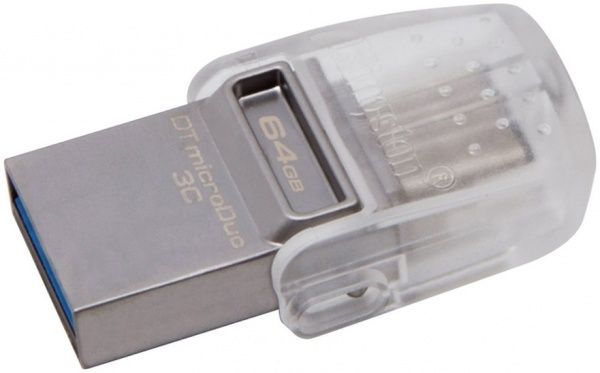Флеш-память USB Kingston DataTraveler MicroDuo 3C 64 ГБ USB Type-CUSB 3.1 silver (DTDUO3C/64GB)  