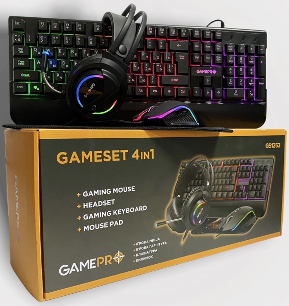 Комплект клавиатура и мышь GamePro Gameset 4 в 1 USB (GS1252) 