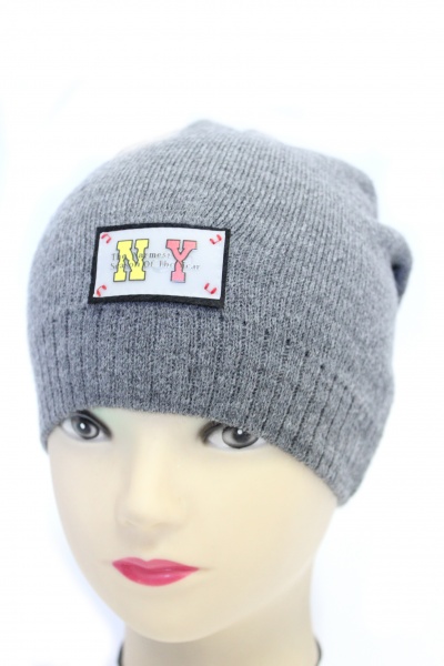 Шапочка дитяча для хлопчиків Kraft+ р.48-50 сірий меланж 2303 