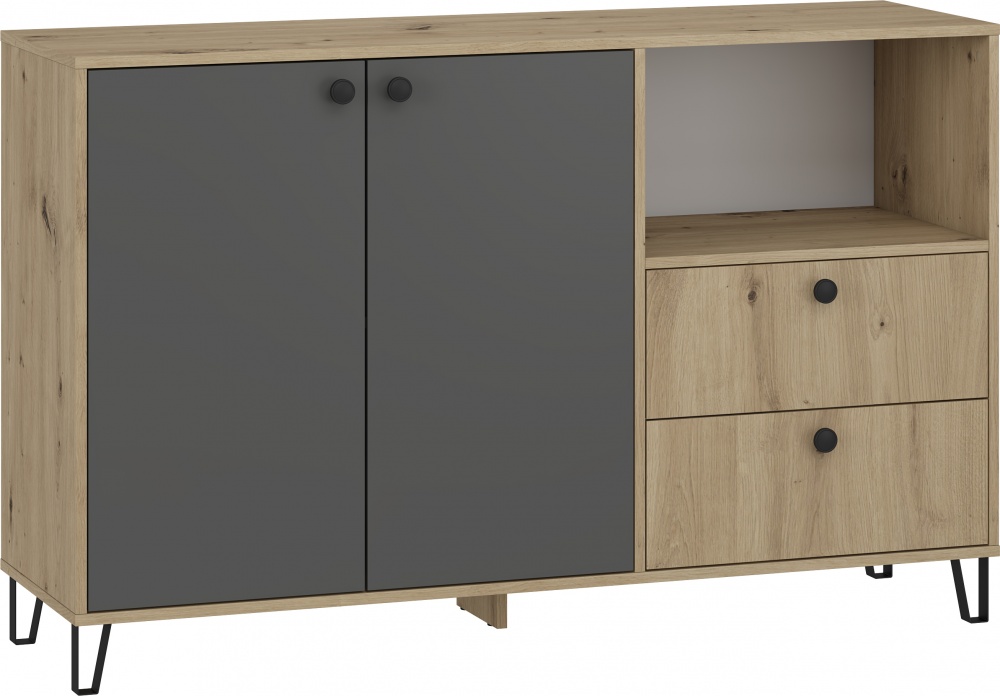 Тумба Грейд Крис 1400x880x410 мм дуб артизан/графит серый