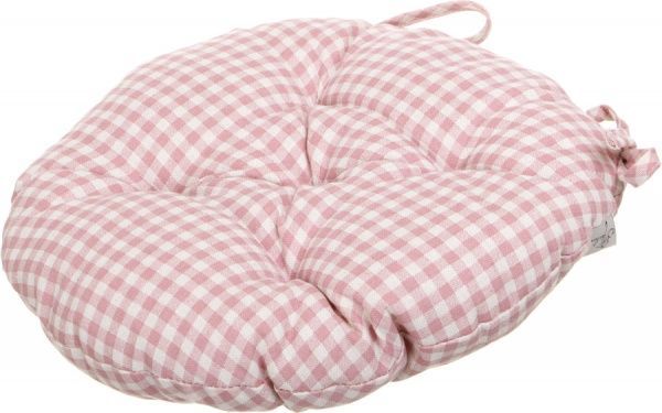 Подушка на стул Розовая клетка круглая D 40 Прованс