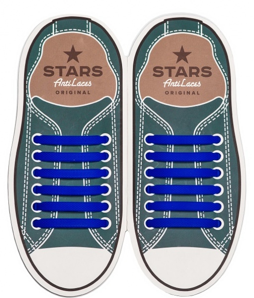 Шнурки силіконові AntiLaces Stars 56,5 мм 12 шт. синій