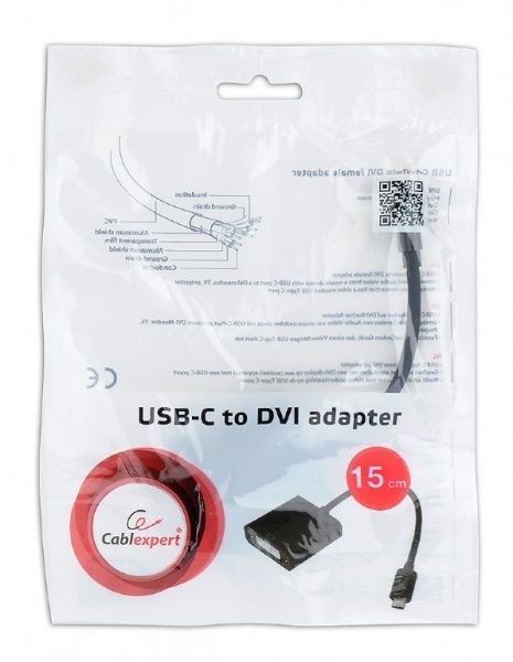 Адаптер Cablexpert 0,15 м черный (A-CM-DVIF-01) USB Type-C на DVI 