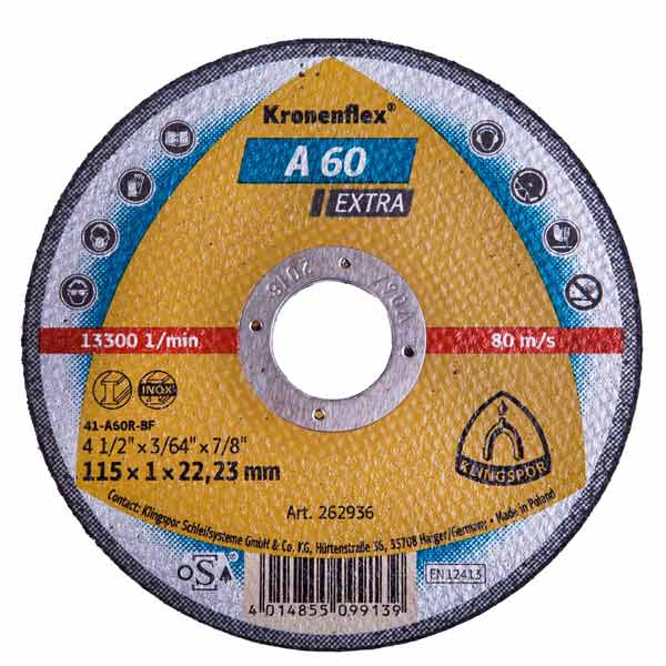 Круг відрізний по металу Klingspor A60 Extra  115x1,0x22,2 мм