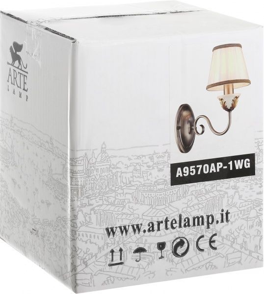 Бра Arte Lamp Benessere 1x40 Вт E14 білий із золотистим A9570AP-1WG 