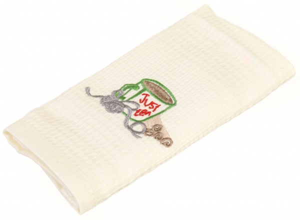 Набор полотенец вафельных с вышивкой Рождественский кофейный 45x60 см бежевый с коричневым Luna 