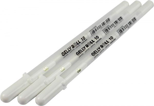 Набор ручек гелевых Sakura BASIC BOLD 10 белая 3 штуки POXPGBWH3B 