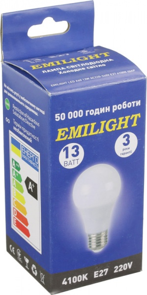 Лампа світлодіодна Emilight Led 13 Вт A60 м’яка біла E27 220-240 В 4100 К 