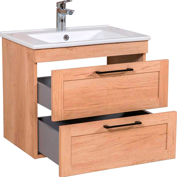 Тумба підвісна ScandiSPA Inari дуб небраска з умивальником Arte 65 см