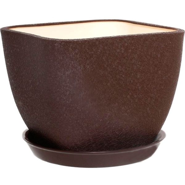 Горшок керамический Ориана-Запорожкерамика Ноктюрн №1 шелк шоколадный квадратный 11,5л темный шоколад (106-1-039) 