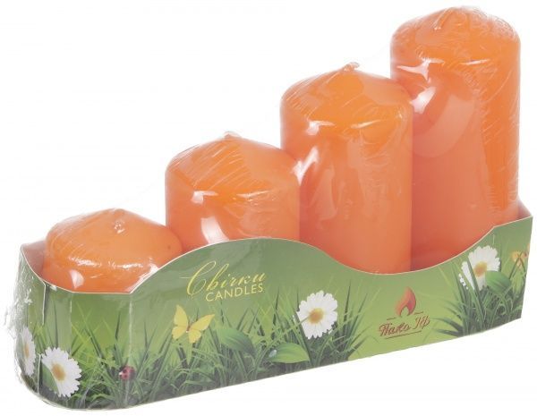 Свеча Цилиндр 50 (4 шт.), оранжевый Pako-If