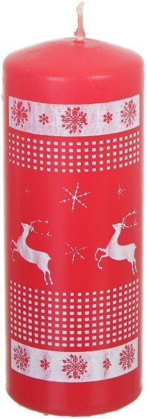 Свеча Цилиндр Олени Санты красная 60x150 Pako-If