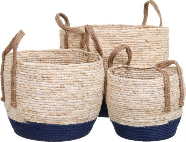 Кошик з ручками Рогоза середній 32х28 см бежево-чорний