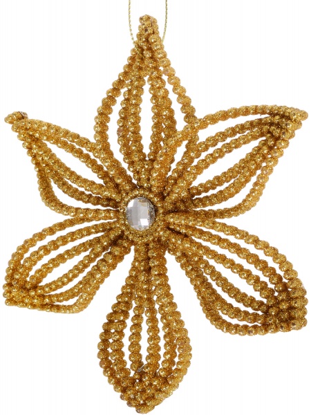 Подвеска Снежинка-эдельвейс d 14 см золотой