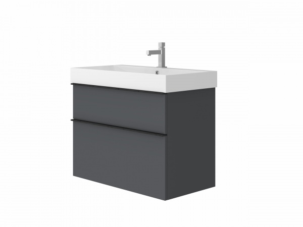 Тумба підлогова ЮВЕНТА Manhattan - 85 сірий з умивальником Stance-85