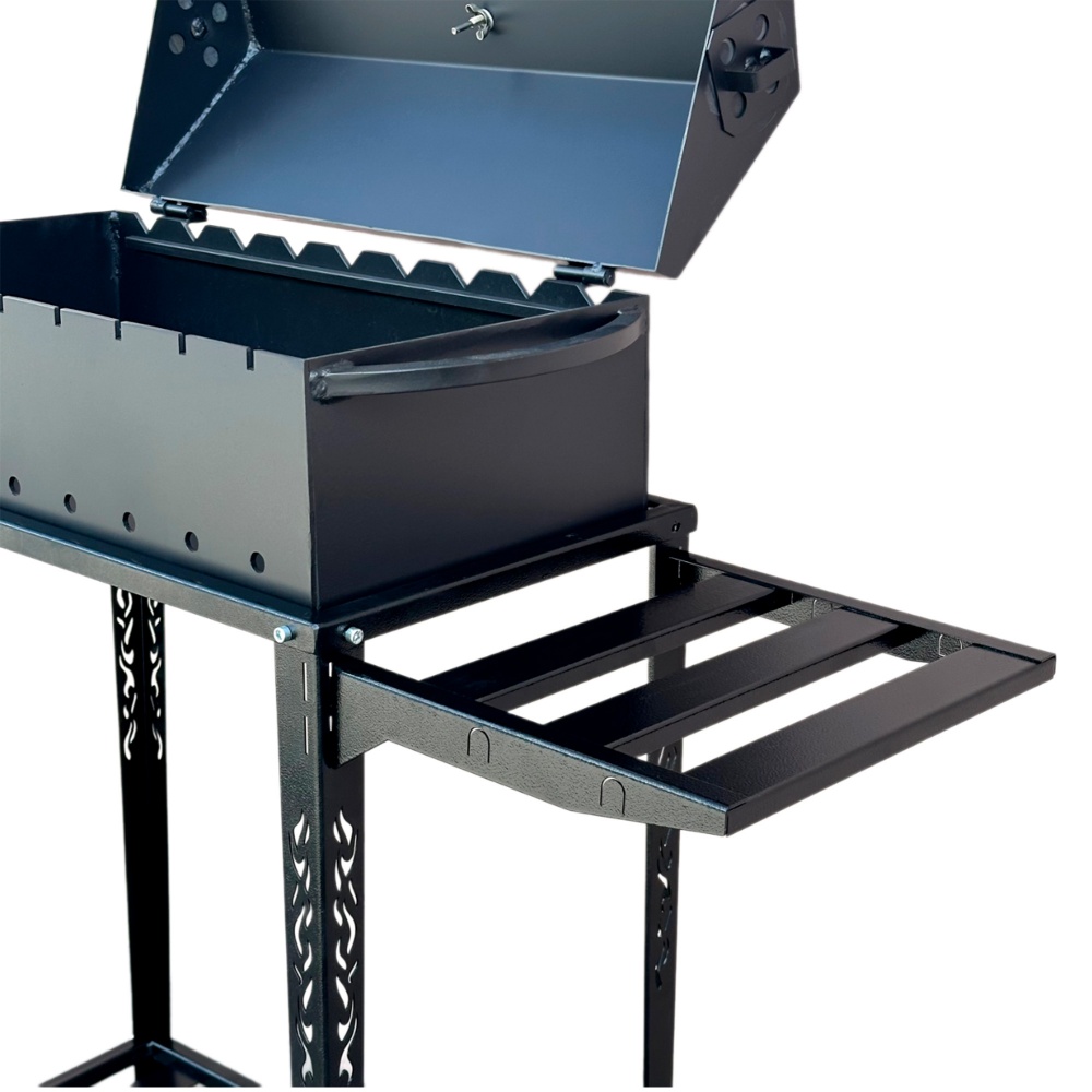 Мангал-барбекю Metalzavod с термометром и разборной дровницей на 9 шампуров 4 мм