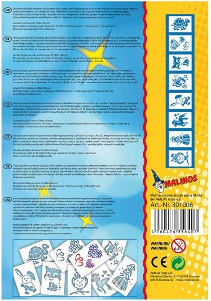 Набор трафаретов для рисования Malinos для девочек 8 шт. (набор L)