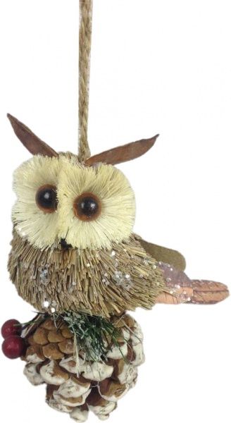 Декорація-підвіска Сова на шишці 9х8х12 см EPI-706115-512 
