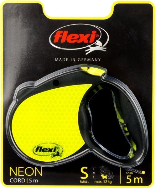 Повідець-рулетка FLEXI Neon Reflect S чорний із жовтим до 12 кг 5 м