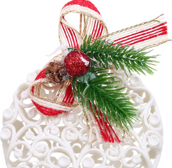 Декоративна підвіска Медальйон з декором 10 см HFF239W білий