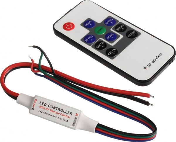 Контролер + пульт Светкомплект IP20 RF103 DC12/24V 2А/канал RGB радіосигнал