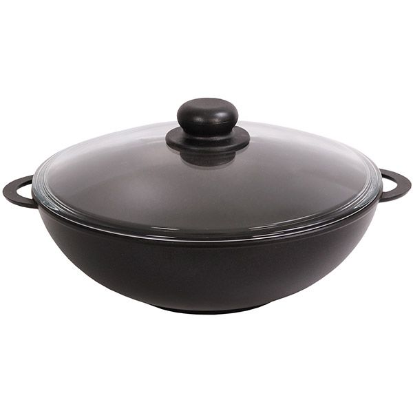 Сковорода wok с антипригарным покрытием стеклянная крышка 30 см 3003РС Biol