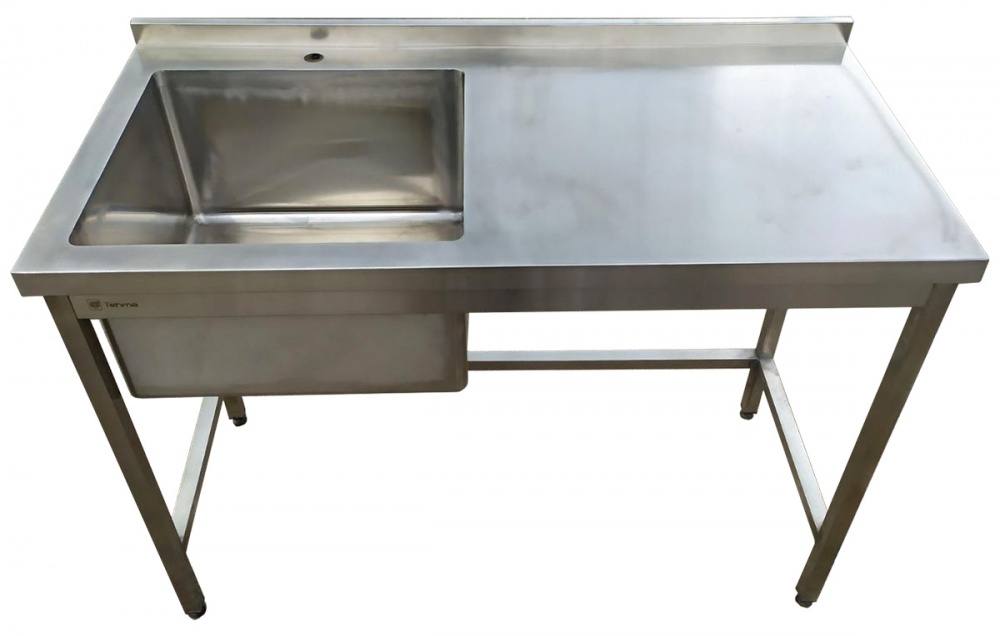 Стол-мойка левосторонняя с бесшовной ванной Tehma 1200x600х850 мм нержавеющая сталь