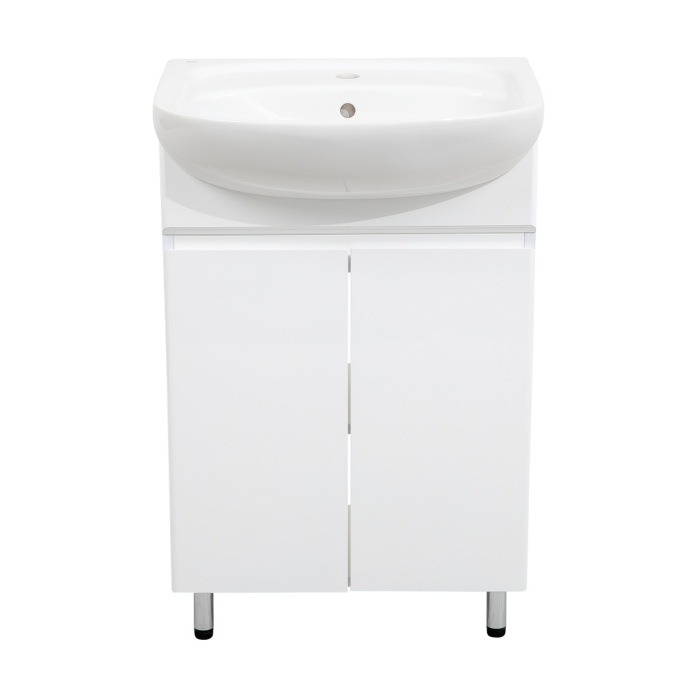 Тумба напольная Aqua Rodos LEO белый глянец с умывальником Нова 55 см