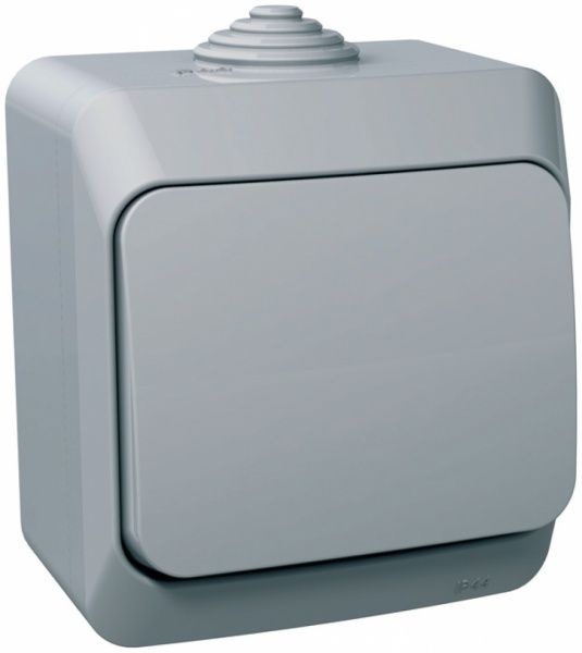 Выключатель проходной одноклавишный Schneider Electric Cedar Plus влагозащищенный без подсветки 10 А 250В IP55 серый WDE000660